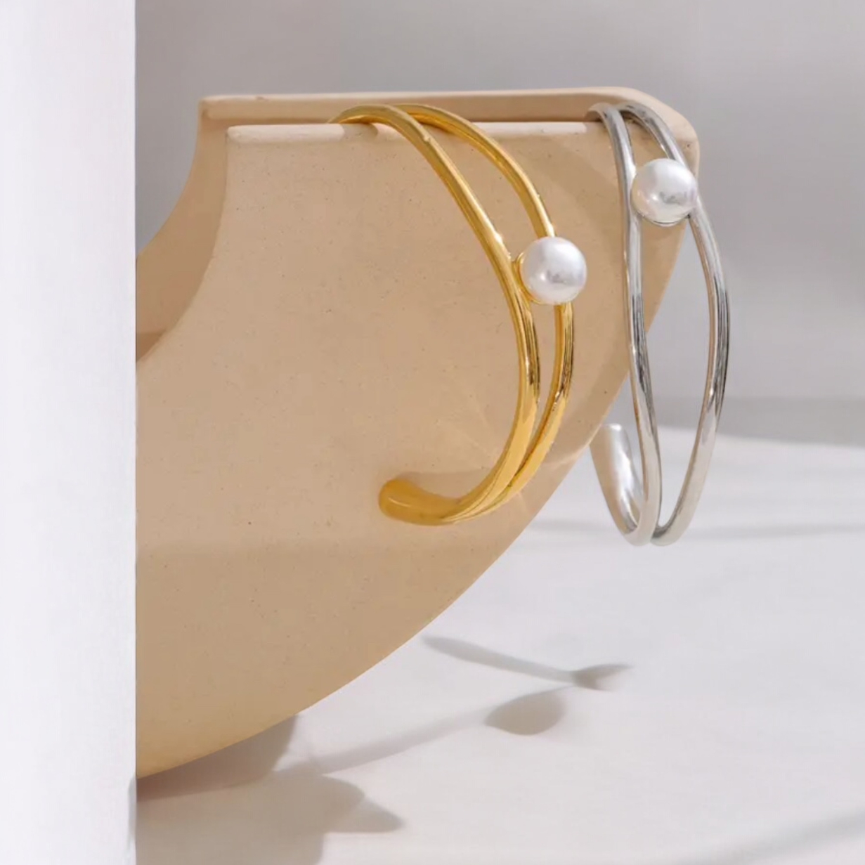 Round Pearl Cuff Bracelet