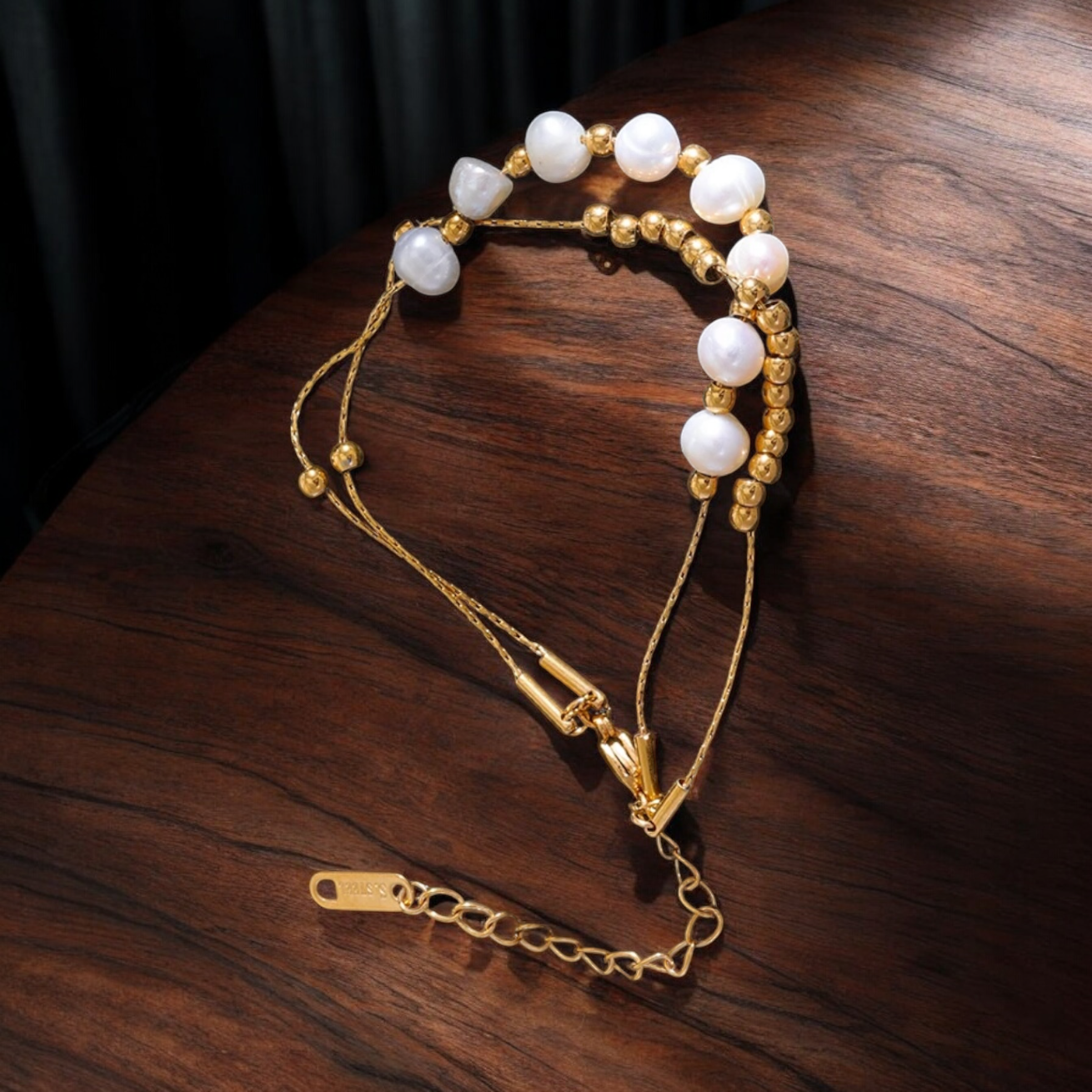 Double Chain Pearls Bracelet