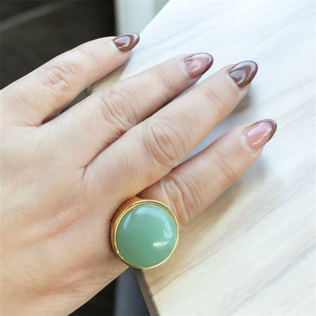 Green Aventurine Statement Ring